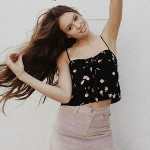 Brandy Melville John Galt Floral Front Knot Top